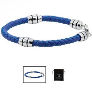 Men’s Blue Leather Stainless Steel Bracelet BLACKJACK